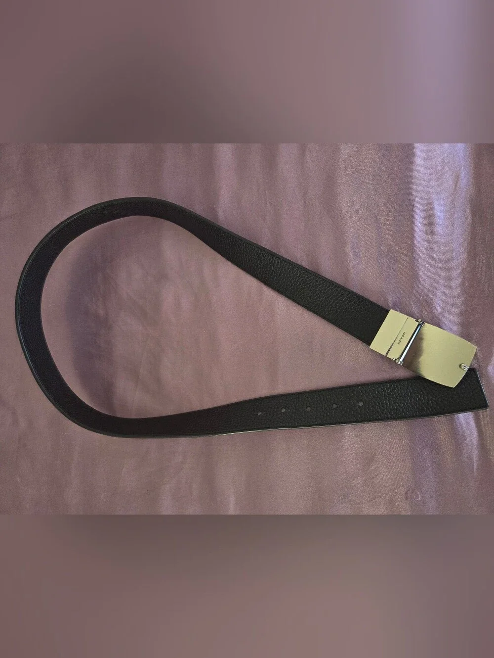 Coach Men's Reversible Pebbled Leather Belt in Dark Brown-Black Silver Buckle